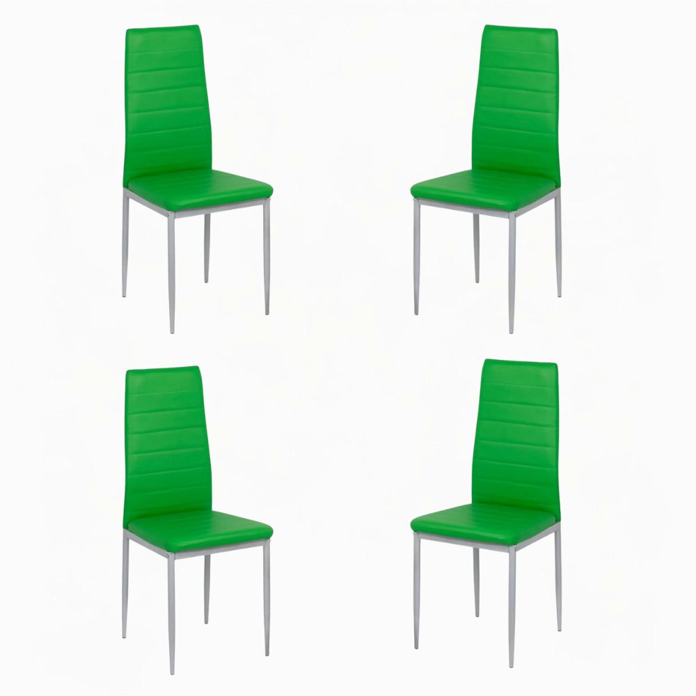 Set 4 scaune de bucătărie din piele ecologică pe verde